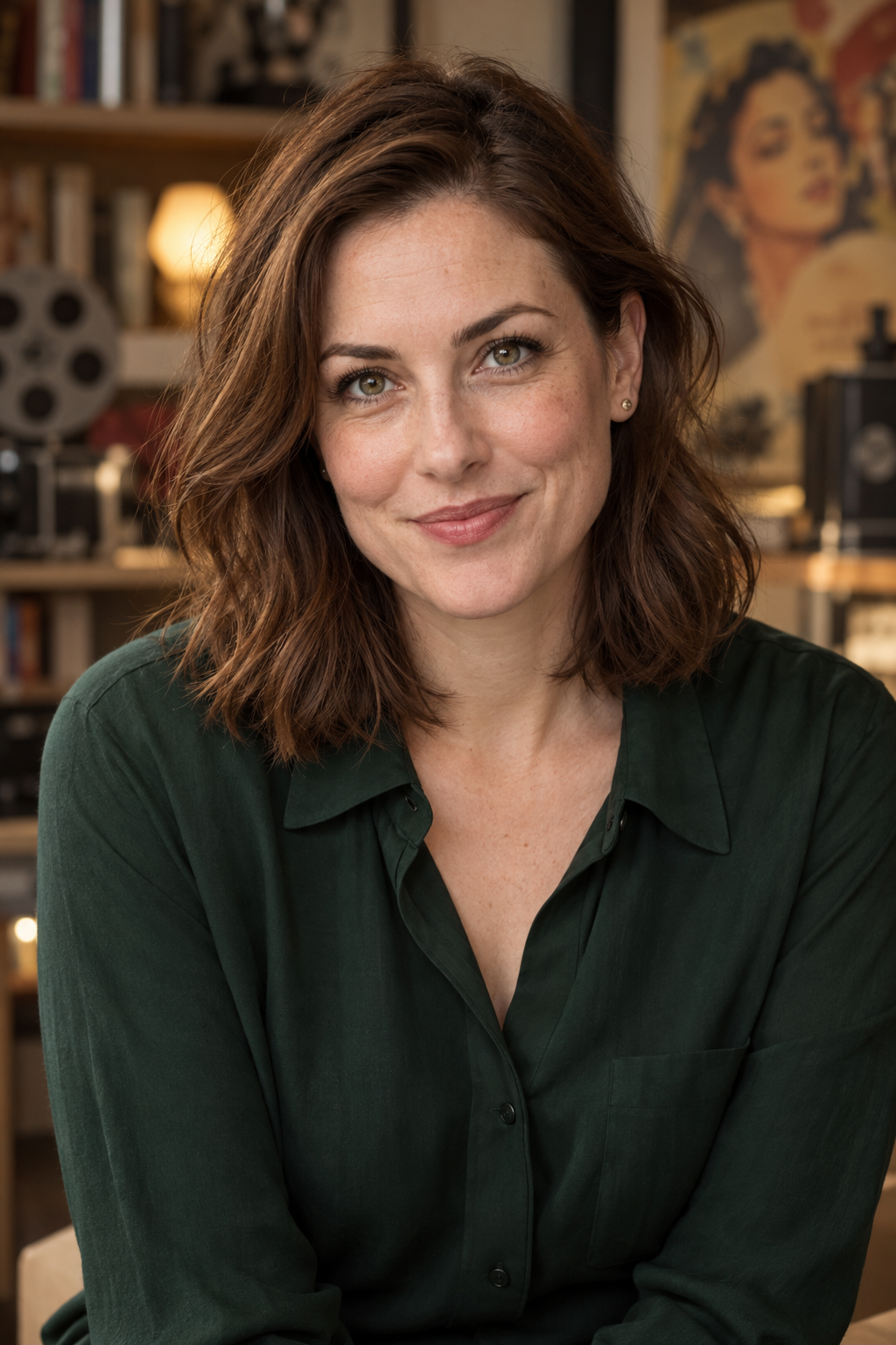 AI-generated portrait of Evelyn Chambers, a fictional Timewarp host